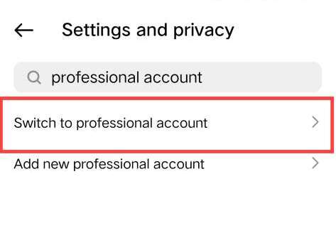 instagram professional account